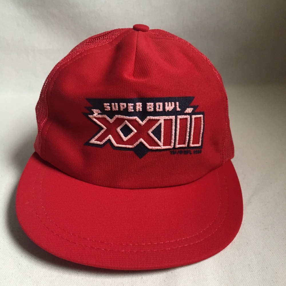 VINTAGE 49ers Hat Cap Mens Snap Back Red Football NFL Super Bowl XXIII USA 80s